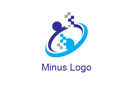 logo with pixels or pieces rising from ring