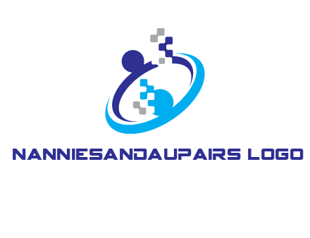 logo with pixels or pieces rising from ring