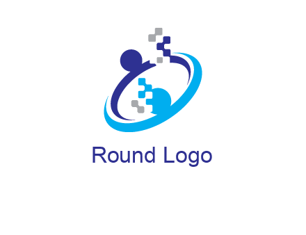 logo with pixels or pieces rising from ring