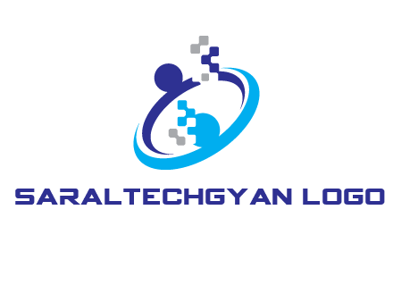 logo with pixels or pieces rising from ring