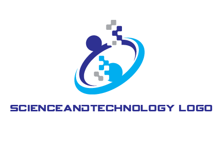 logo with pixels or pieces rising from ring