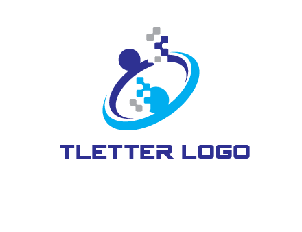 logo with pixels or pieces rising from ring