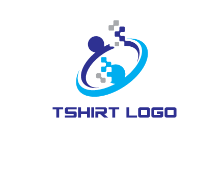 logo with pixels or pieces rising from ring