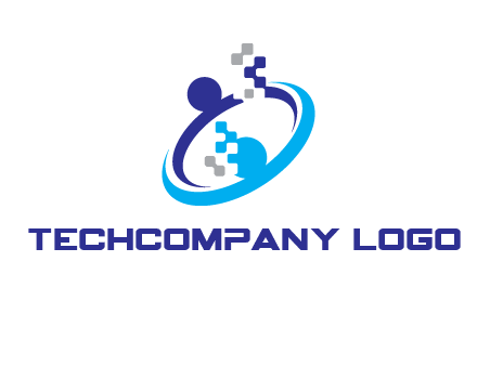 logo with pixels or pieces rising from ring