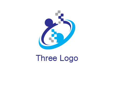 logo with pixels or pieces rising from ring