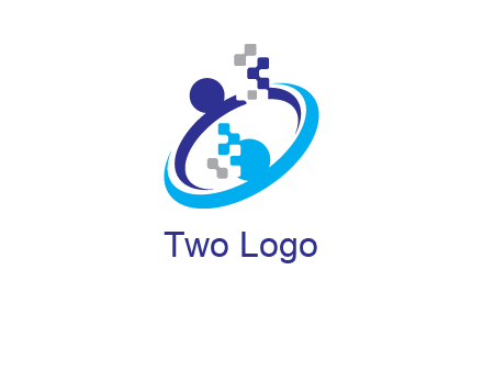 logo with pixels or pieces rising from ring