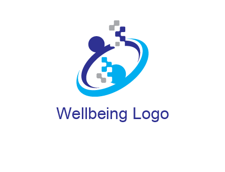 logo with pixels or pieces rising from ring