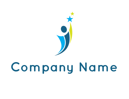 person icon reaching for stars logo