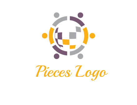 people and pieces forming a circle logo