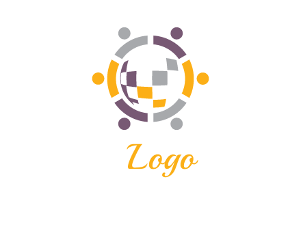 people and pieces forming a circle logo