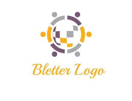 people and pieces forming a circle logo
