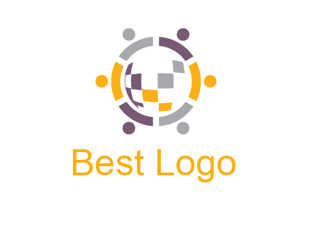 people and pieces forming a circle logo