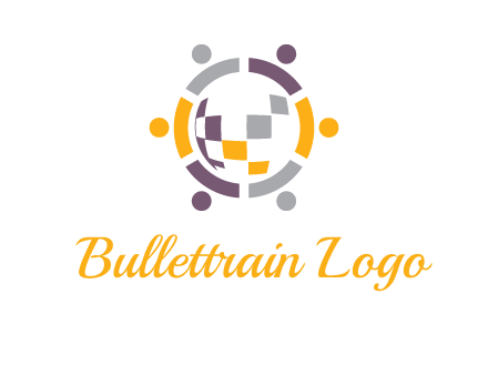 people and pieces forming a circle logo