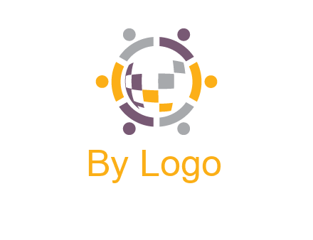 people and pieces forming a circle logo