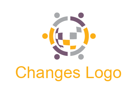people and pieces forming a circle logo