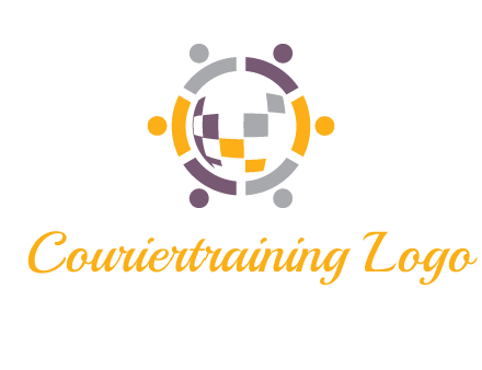 people and pieces forming a circle logo