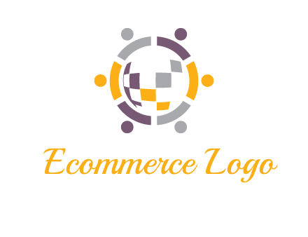 people and pieces forming a circle logo
