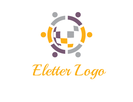 people and pieces forming a circle logo
