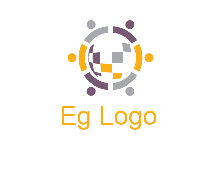 people and pieces forming a circle logo