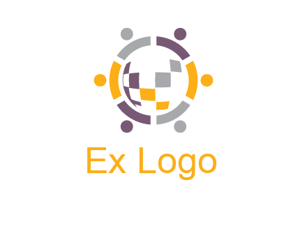 people and pieces forming a circle logo