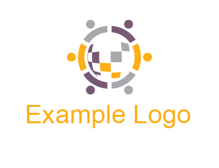 people and pieces forming a circle logo