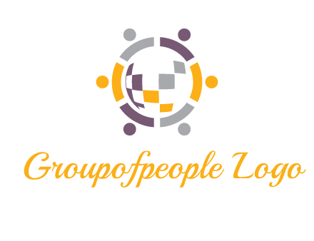 people and pieces forming a circle logo