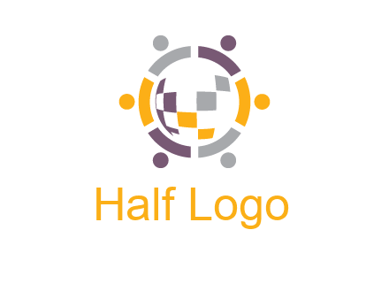 people and pieces forming a circle logo