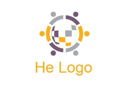 people and pieces forming a circle logo