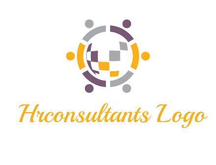 people and pieces forming a circle logo