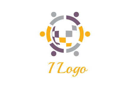 people and pieces forming a circle logo