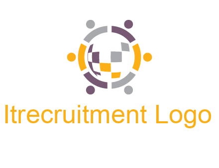 people and pieces forming a circle logo