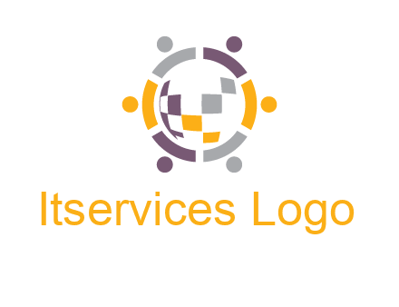people and pieces forming a circle logo