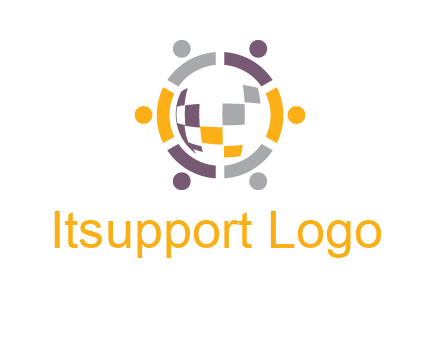people and pieces forming a circle logo