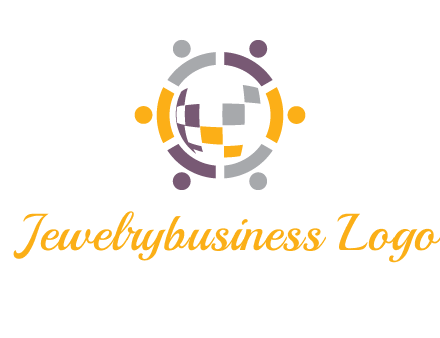 people and pieces forming a circle logo