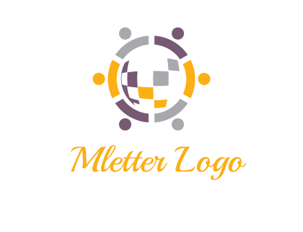 people and pieces forming a circle logo