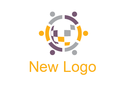 people and pieces forming a circle logo
