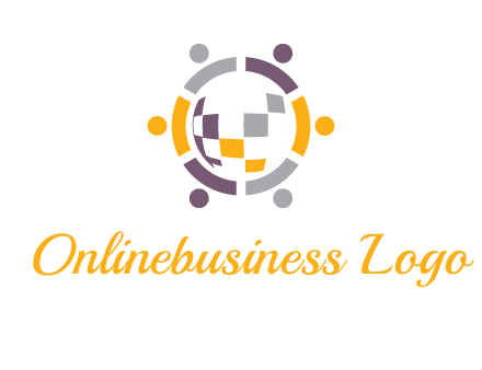 people and pieces forming a circle logo
