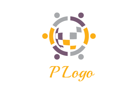 people and pieces forming a circle logo