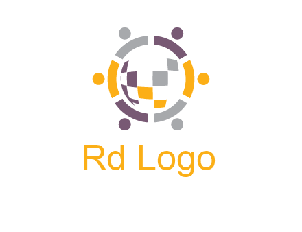 people and pieces forming a circle logo