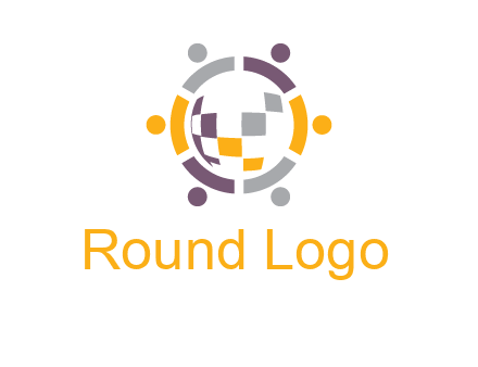 people and pieces forming a circle logo