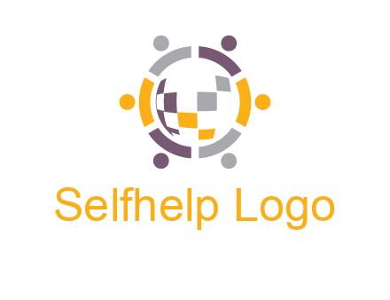 people and pieces forming a circle logo