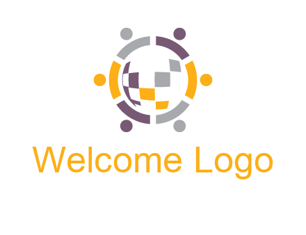 people and pieces forming a circle logo
