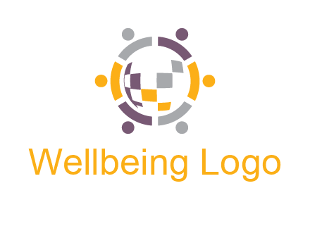 people and pieces forming a circle logo