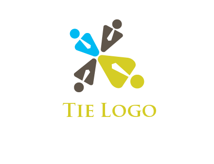 people wearing tie forming a clover leaf logo