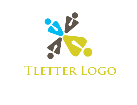 people wearing tie forming a clover leaf logo