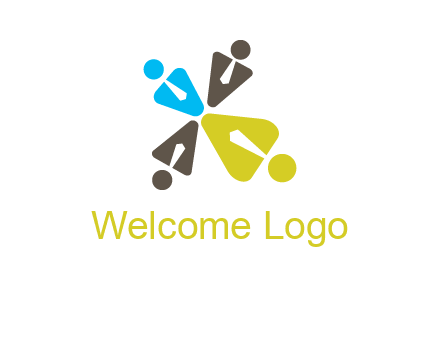 people wearing tie forming a clover leaf logo