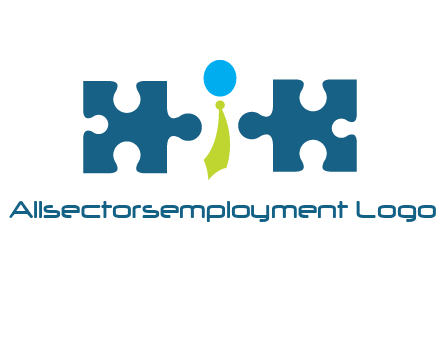 puzzle pieces with man wearing tie logo