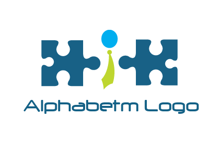 puzzle pieces with man wearing tie logo