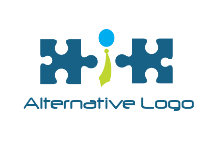 puzzle pieces with man wearing tie logo