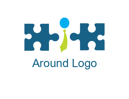 puzzle pieces with man wearing tie logo